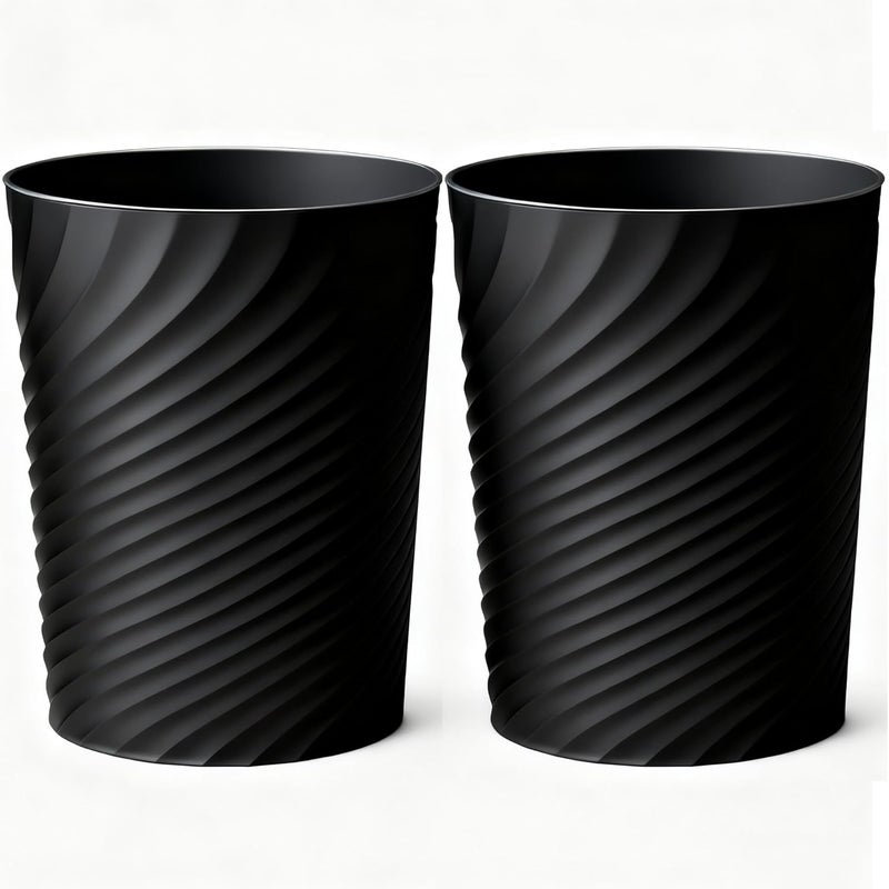HOLTPHILI Bathroom Trash Can 1.8 Gallon Small Waste Basket Garbage Can for Bedroom Office Kitchen, 2 Pcak Black - Image 1